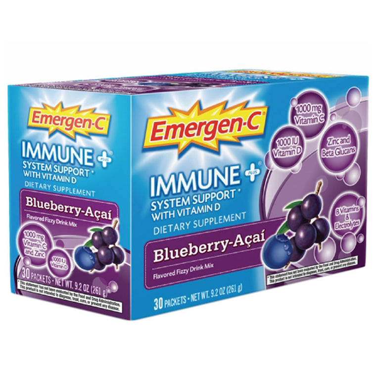 Alacer Blueberry-Acai Immune + System Support with Vitamin D Emergen-C 30 packets